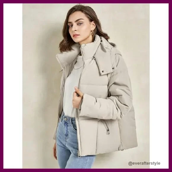 Puffer Jacket Hooded Quilted Lightweight Winter Coat Chic Minimal Warm